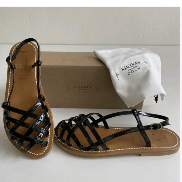 NWT Dôen K.Jacques Handmade Black Leather Sandals - Picture 5 of 16